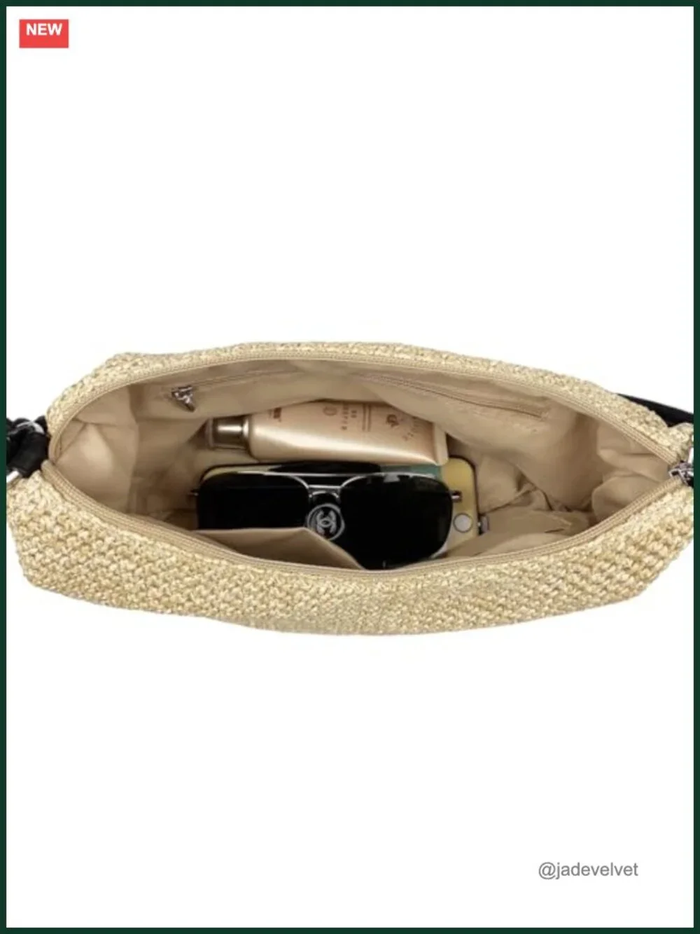 Woven Straw Hobo Handbag with Knotted Double Shoulder Strap for Beach